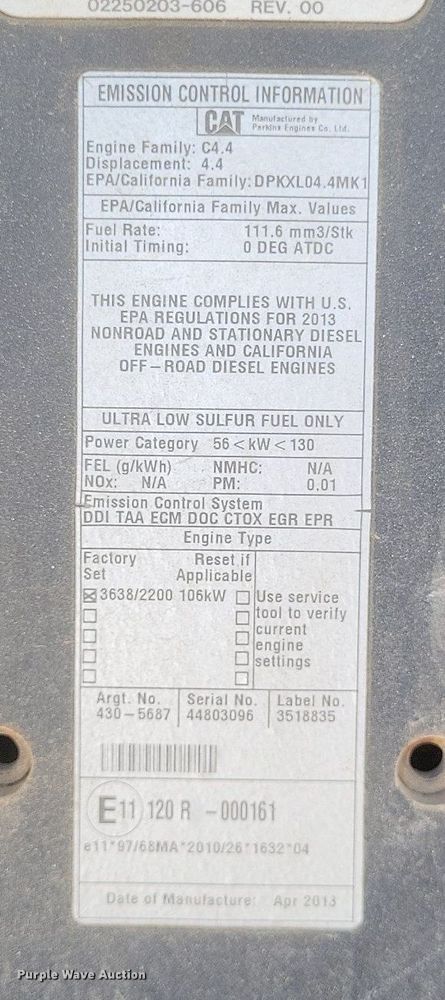 image for item DQ3633 2013 Sullair 375HH air compressor