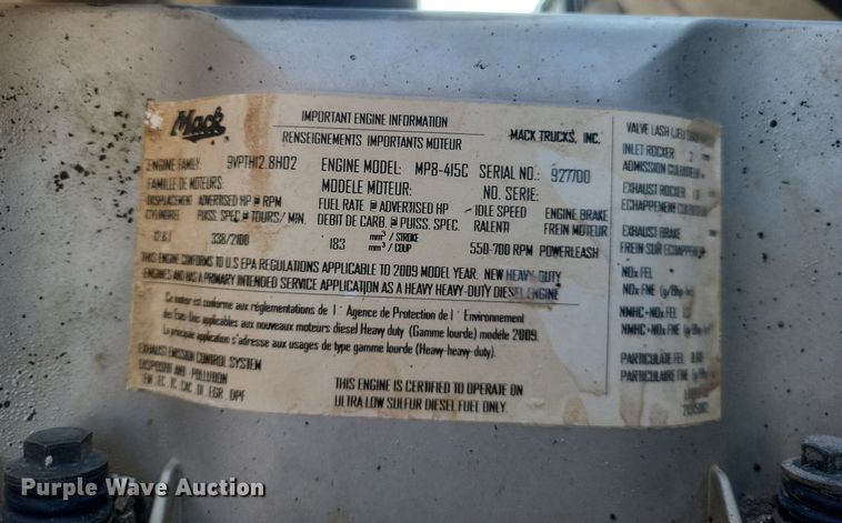 image for item DQ3641 2010 Mack CHU613 dump truck