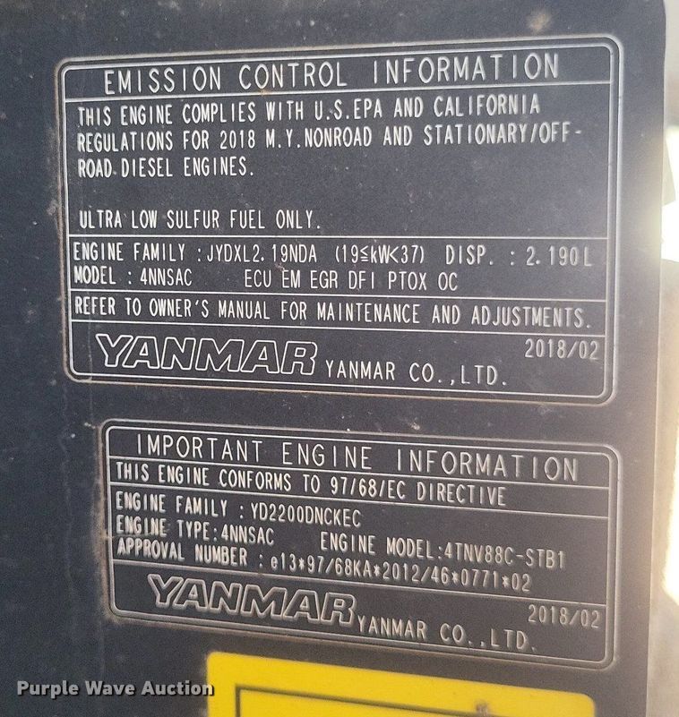 image for item DQ3644 2018 Takeuchi  TB240 mini excavator