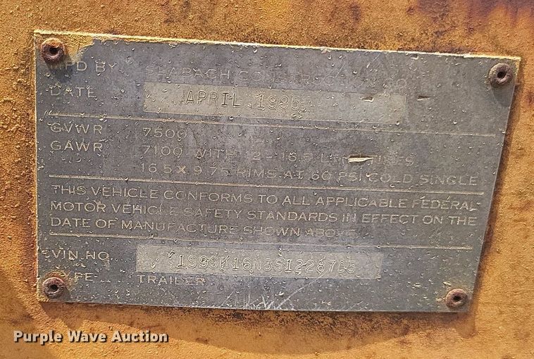 image for item DR4908 1995 Slabach Construction reel trailer