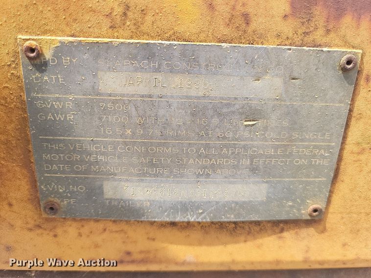 image for item DR4908 1995 Slabach Construction reel trailer