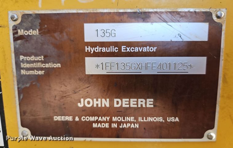 image for item DR8784 2016 John Deere 135G excavator