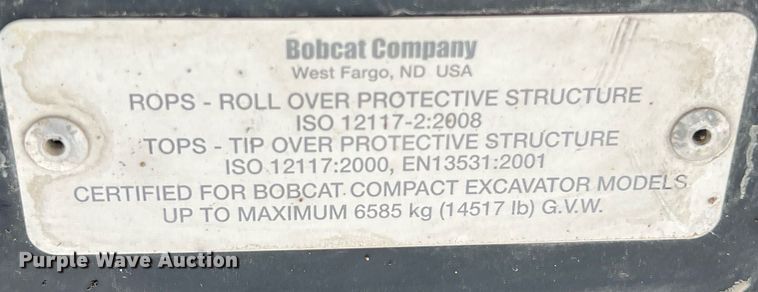image for item DS3122 2014 Bobcat E42 mini excavator