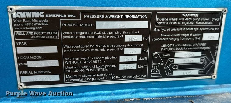 image for item DS6421 2005 Mack MR concrete pump truck