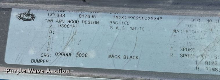 image for item DS6421 2005 Mack MR concrete pump truck