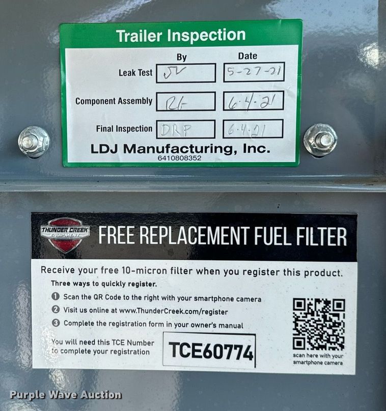 image for item DV5888 2021 Thunder Creek Equipment  FST990 fuel trailer