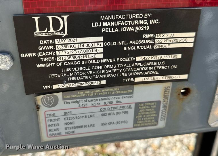 image for item DV5888 2021 Thunder Creek Equipment  FST990 fuel trailer