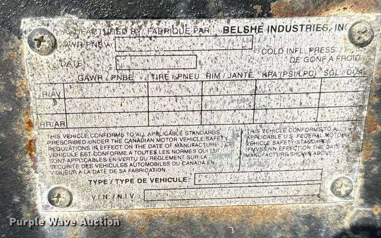 image for item DV5925 2000 Belshe  T18 equipment trailer