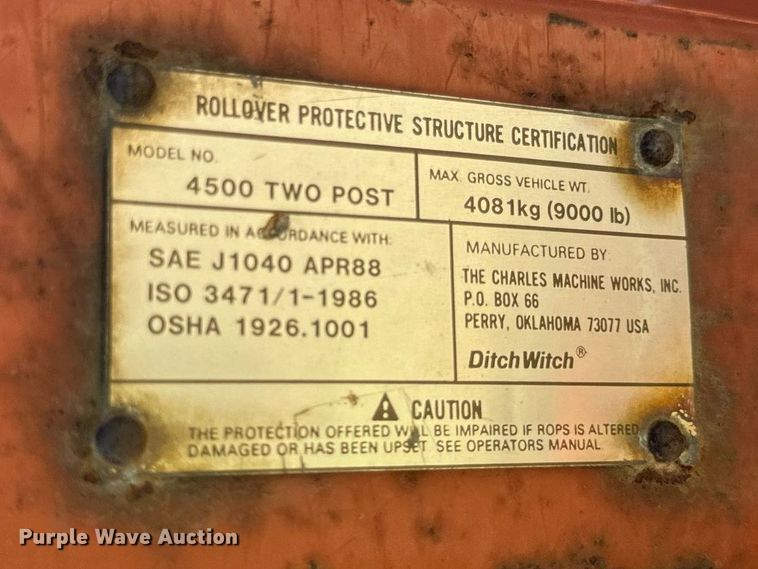 image for item DV5929 1992 Ditch Witch  4500 trencher