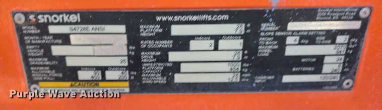 image for item DW3780 2017 Snorkel S4726E scissor lift