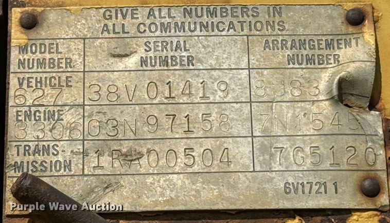 image for item EE7640 1981 Caterpillar 627B conventional scraper