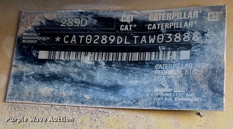 image for item EE7668 2015 Caterpillar 289D tracked skid steer loader