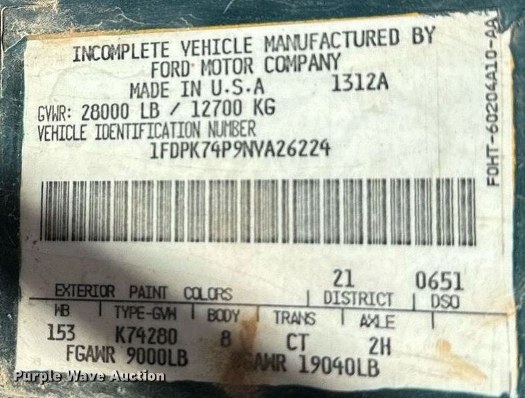 image for item EE7672 1992 Ford F700 water truck