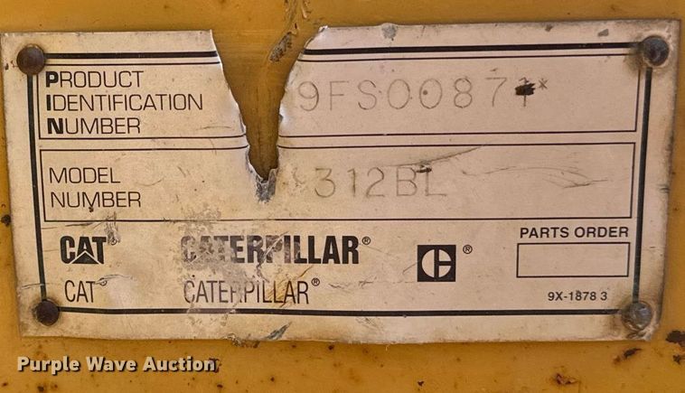 image for item EE7711 2001 Caterpillar 312B L excavator
