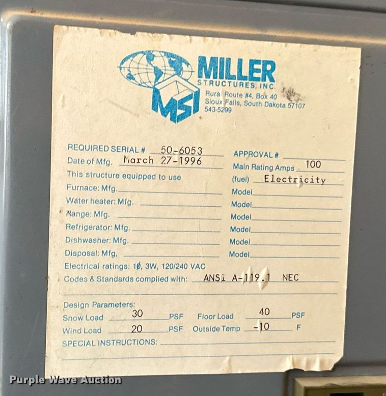 image for item EE7740 1997 Miller job site trailer