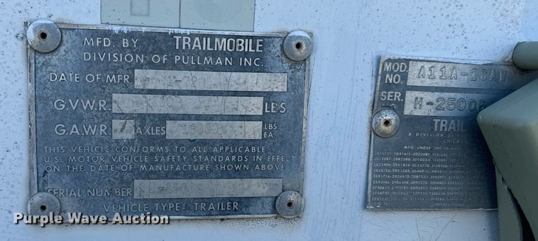 image for item EE7744 1972 Trailmobile A11A-ICAW dry van trailer