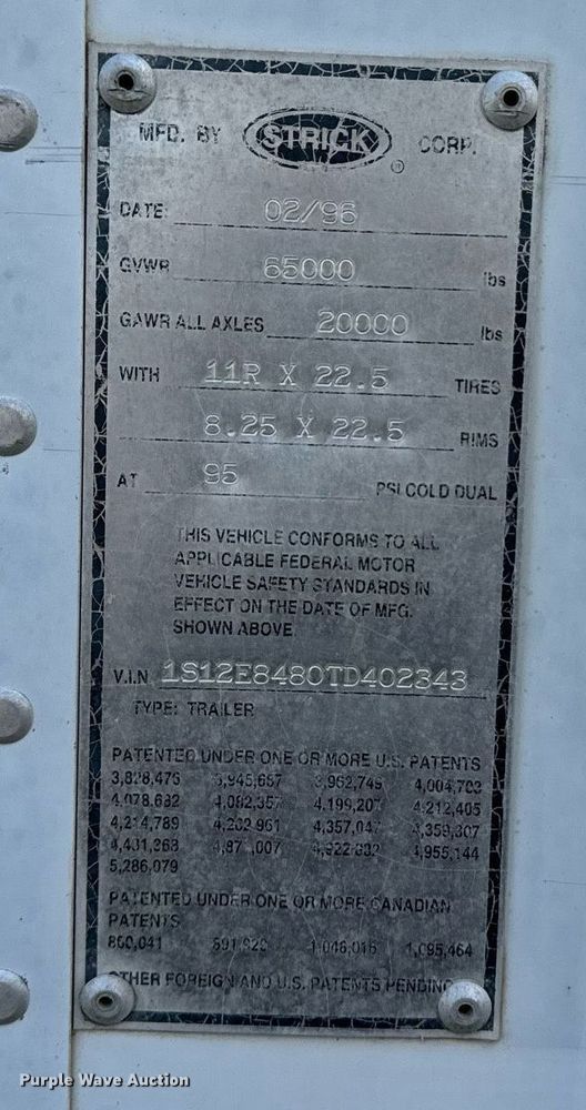 image for item EE7745 1996 Strick Corp 8x40 dry van trailer