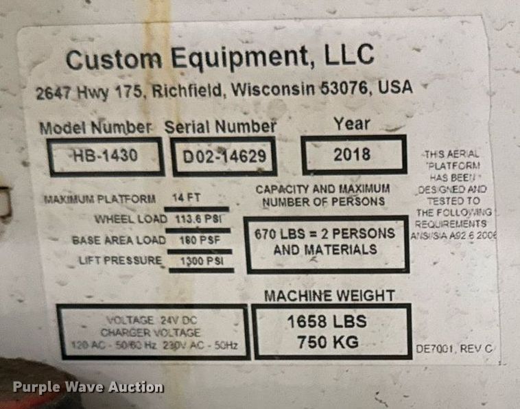 image for item EG6721 2018 Hy-Brid HB-1430 scissor lift