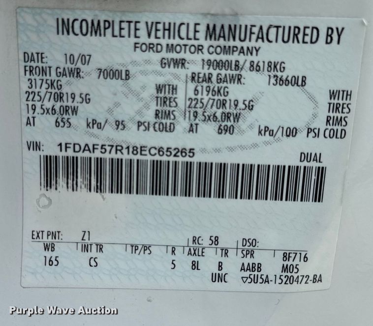 image for item EH7029 2008 Ford F550 Super Duty XL utility / service truck