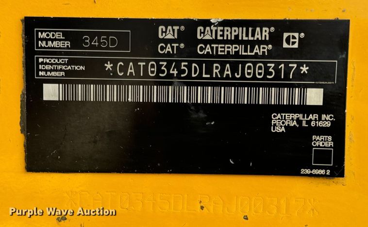image for item EH7059 2009 Caterpillar 345D L excavator