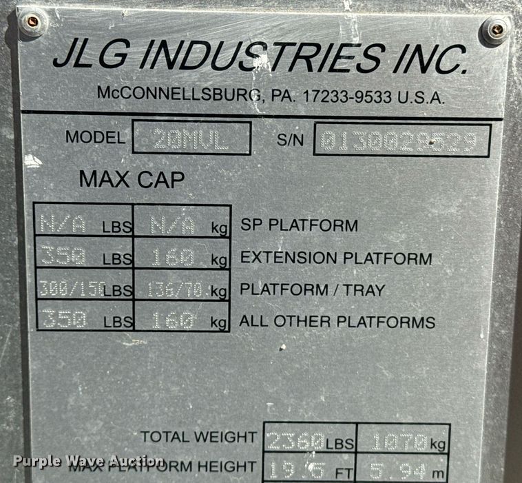 image for item EI4041 2017 JLG 20MVL vertical lift