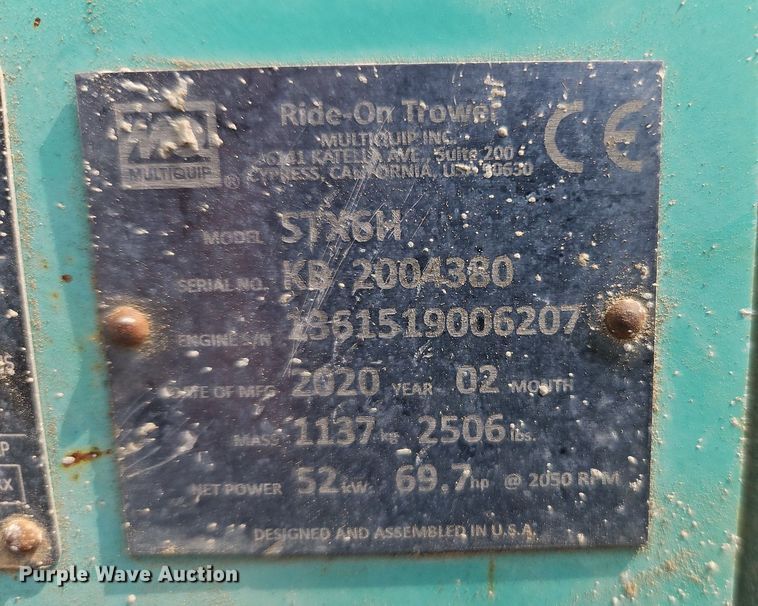 image for item EI8373 2020 Multi Quip STX6H riding trowel