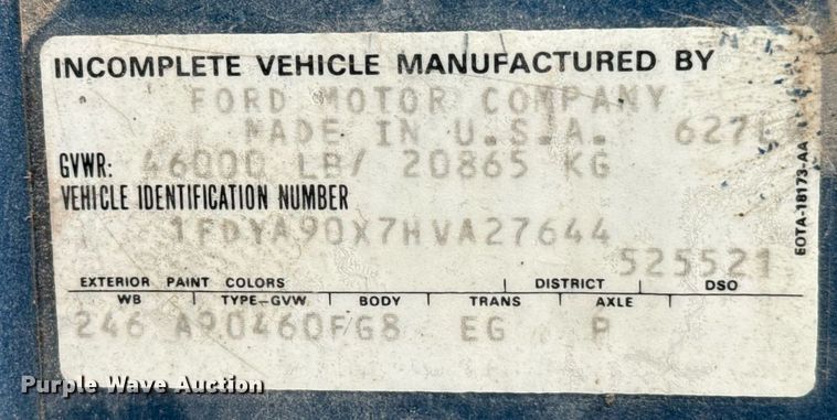 image for item IE9064 1987 Ford LTL9000 dump truck