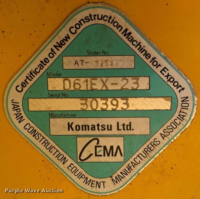 image for item IE9100 2014 Komatsu D61 dozer