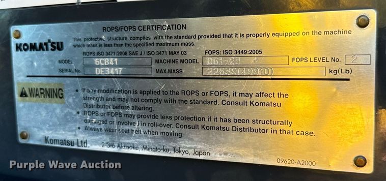 image for item IE9100 2014 Komatsu D61 dozer
