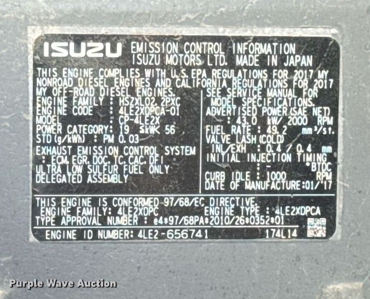 image for item LC9063 2017 Case CX80C mini excavator