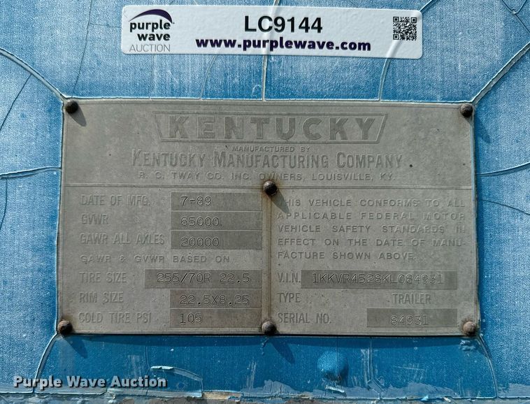 image for item LC9144 1989 Kentucky FVC dry van trailer