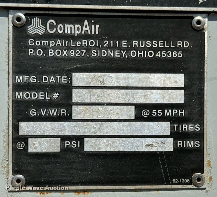 image for item MV9109 1997 CompAir LeRoi Q185DJE air compressor