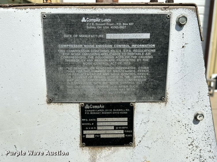 image for item MV9117 2002 CompAir Q375DC-E air compressor