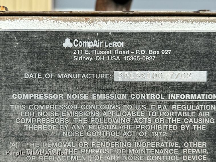 image for item MV9117 2002 CompAir Q375DC-E air compressor