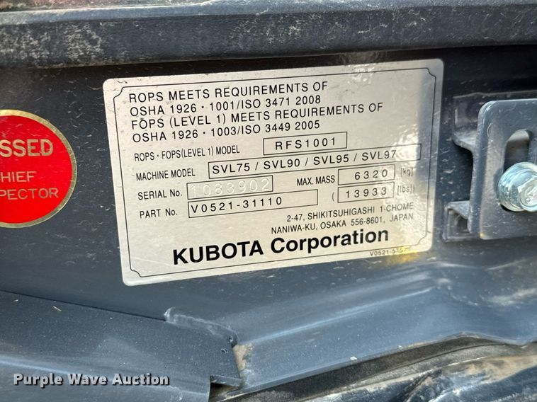 image for item MV9159 2022 Kubota  SVL97-2 tracked skid steer loader