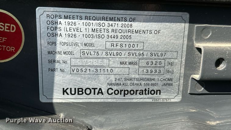 image for item MV9160 2022 Kubota  SVL75-2 tracked skid steer loader