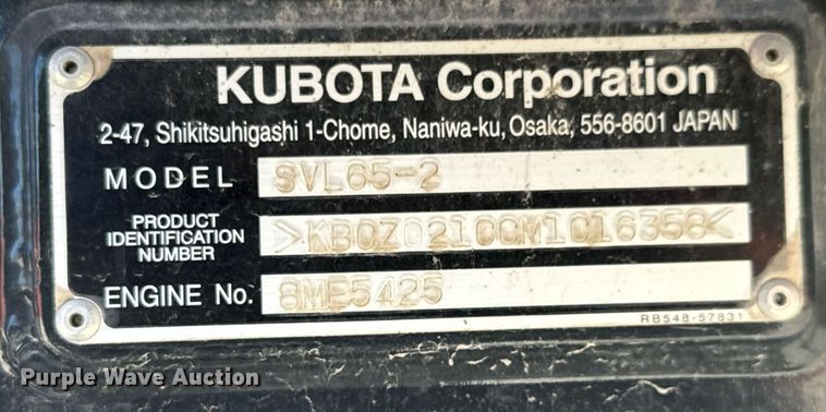 image for item MV9162 2021 Kubota  SLV 65-2 tracked skid steer loader