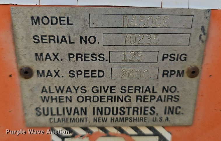 image for item NX9200 Sullivan  D45006 air compressor