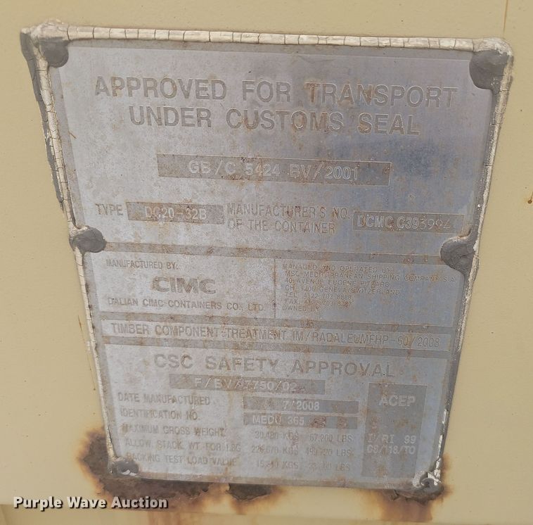 image for item NX9284 2001 MSC shipping container 