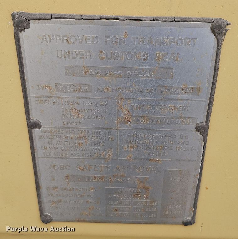 image for item NX9286 2005 MSC shipping container 