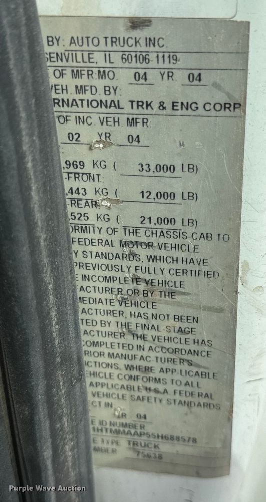 image for item OG9653 2005 International  4300 dump truck