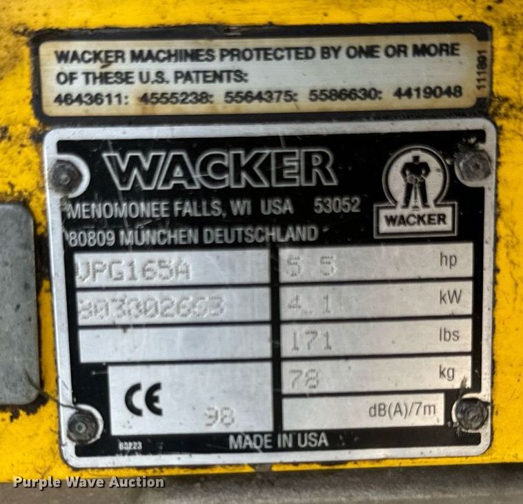 image for item OG9681 Wacker  VPG165A plate compactor