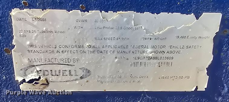 image for item OH9779 2008 Ledwell 10x48 drop deck hydraulic tail equipment trailer