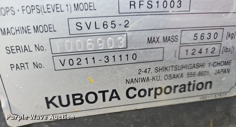 image for item OJ9858 Kubota  SVL65 tracked skid steer loader