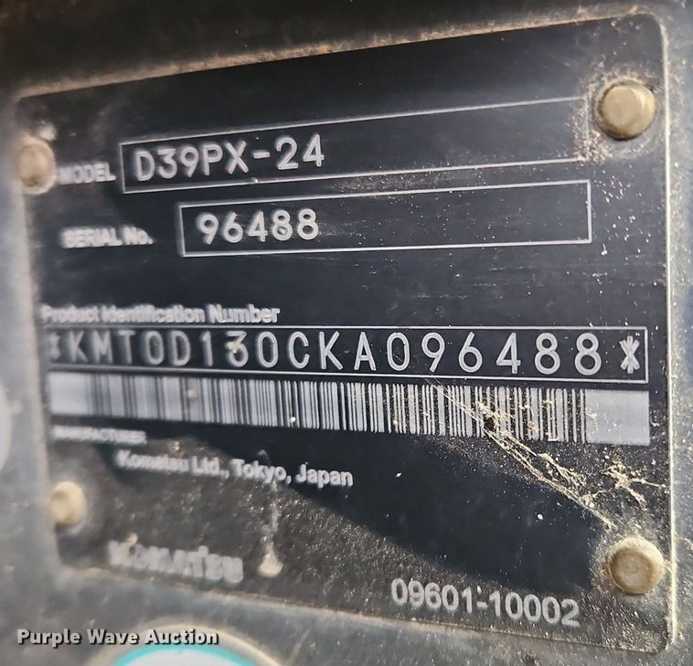 image for item OJ9859 2019 Komatsu D39PX-24 dozer