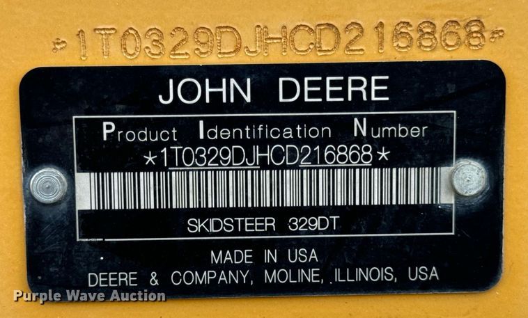 image for item YA0001 2012 John Deere 329D tracked skid steer loader