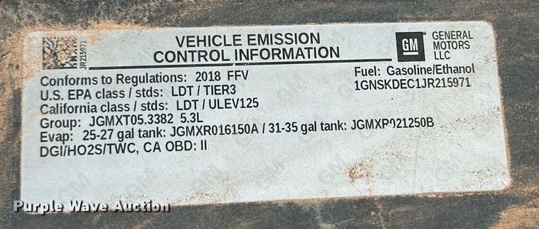 image for item DD3251 2018 Chevrolet Tahoe Police SUV