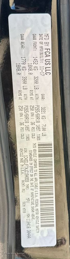 image for item DD3252 2018 Dodge  Durango SSV SUV