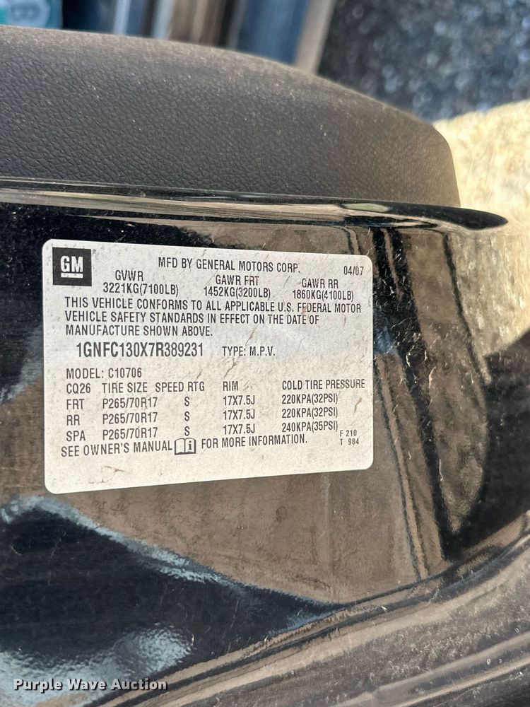 image for item DD3253 2007 Chevrolet Tahoe SUV