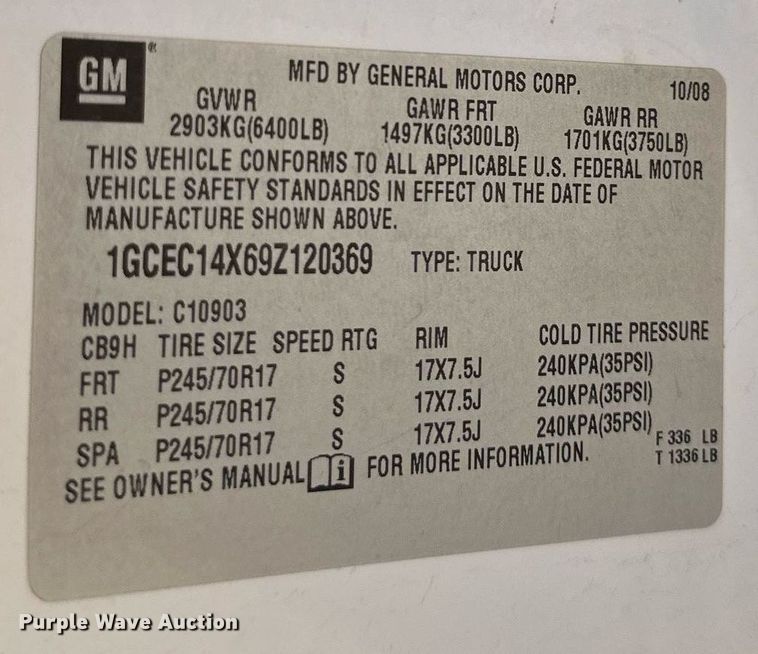 image for item DD3263 2009 Chevrolet Silverado 1500 pickup truck